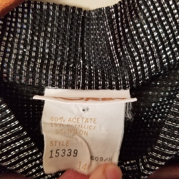 Vintage Koret Glitter Top Long Sleeve Bow Detail Neckline In Vintage Size 14 - Picture 10 of 10